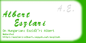 albert eszlari business card